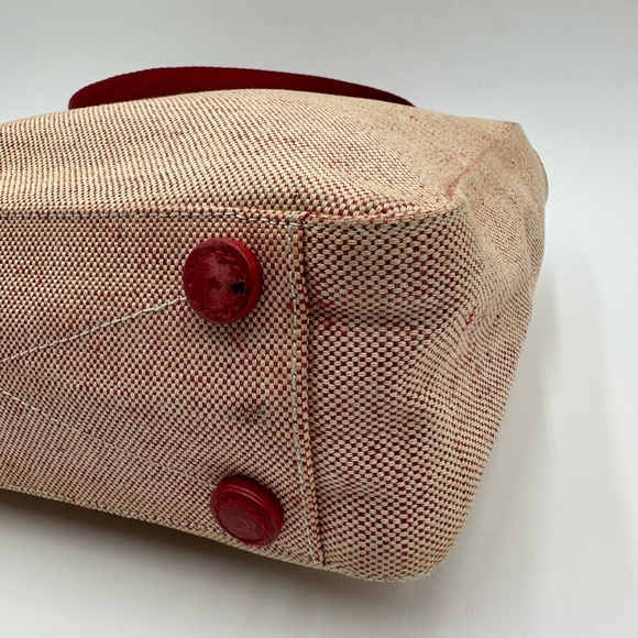 Authentic Prada Red & Beige Canvas Handbag - Picture 7 of 17